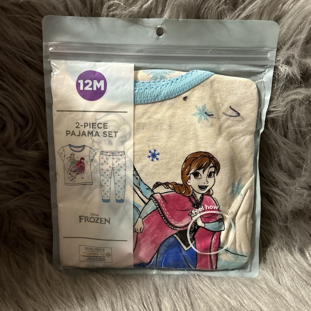 Disney Frozen Two Piece Pajama Set Girls Size 12 Months Elsa Anna Pajamas Pjs